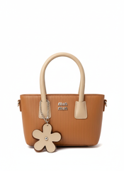 Caramel Tote Handbag with Flower Charm – Min Min Design