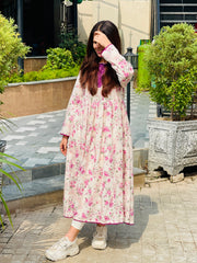 Soft Pink Printed Shirt One Piece