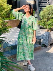 Green Printed Maxi Dress One Piece