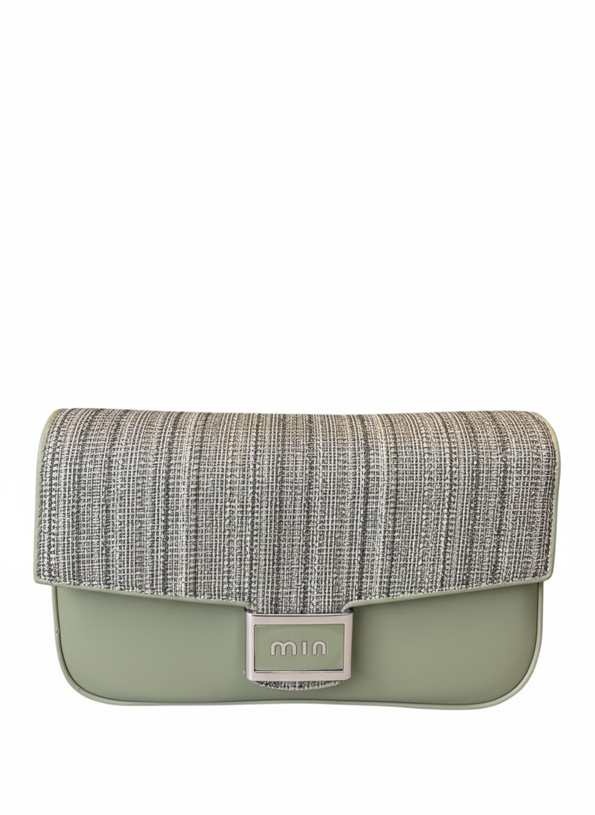 Sage Green Textured Flap Shoulder Bag