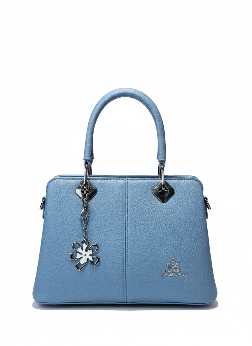 Ban Mei Sky Blue Handbag with Floral Charm