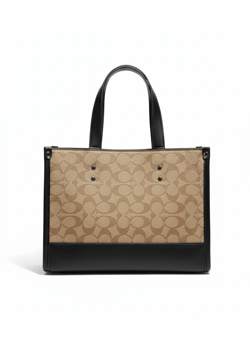 Classic Monogram Tote Bag with Black Leather Trim