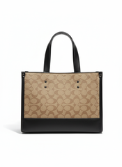 Classic Monogram Tote Bag with Black Leather Trim