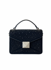 Black Crystal-Studded Evening Handbag