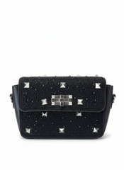 Black Studded Crossbody Bag – Chic Evening Shoulder Purse