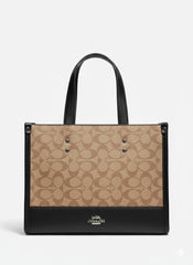 Classic Monogram Tote Bag with Black Leather Trim