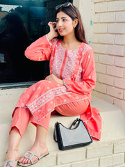 Elegant Cream Embroidered Suit two piece