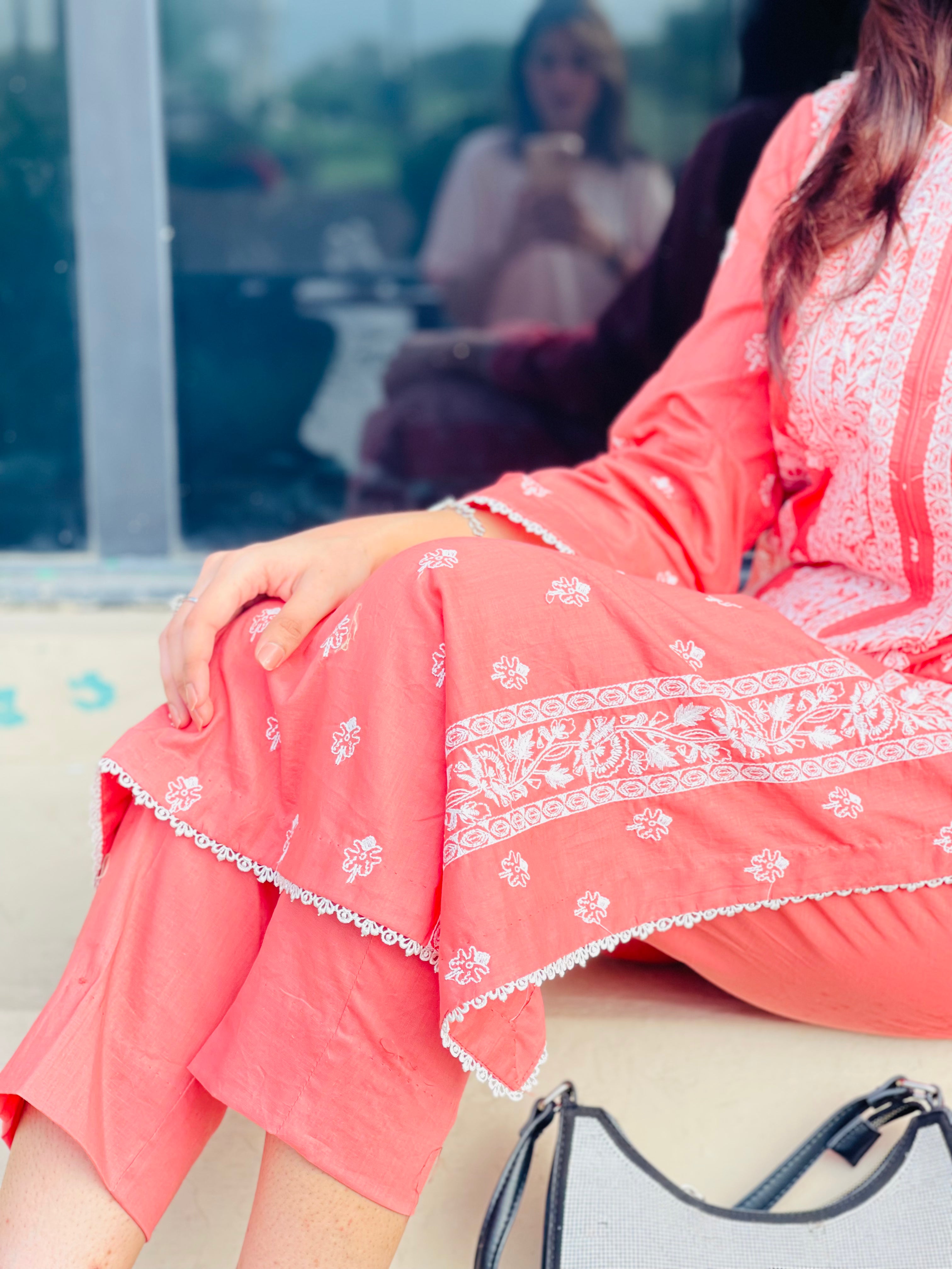 Elegant Cream Embroidered Suit two piece