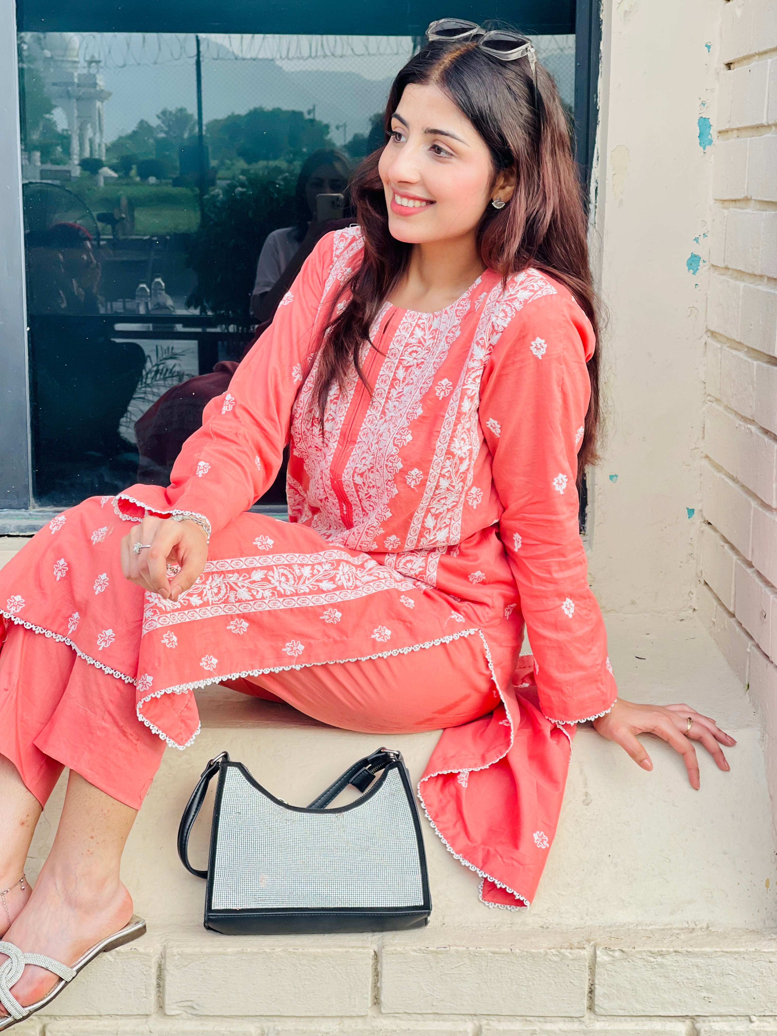 Elegant Cream Embroidered Suit two piece