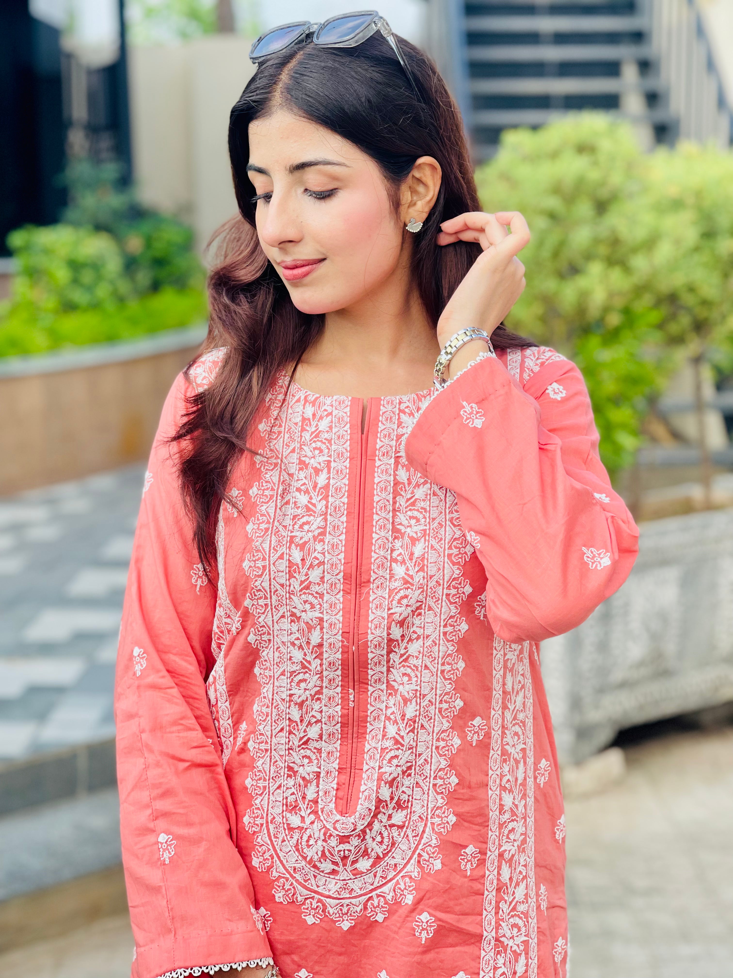 Elegant Cream Embroidered Suit two piece