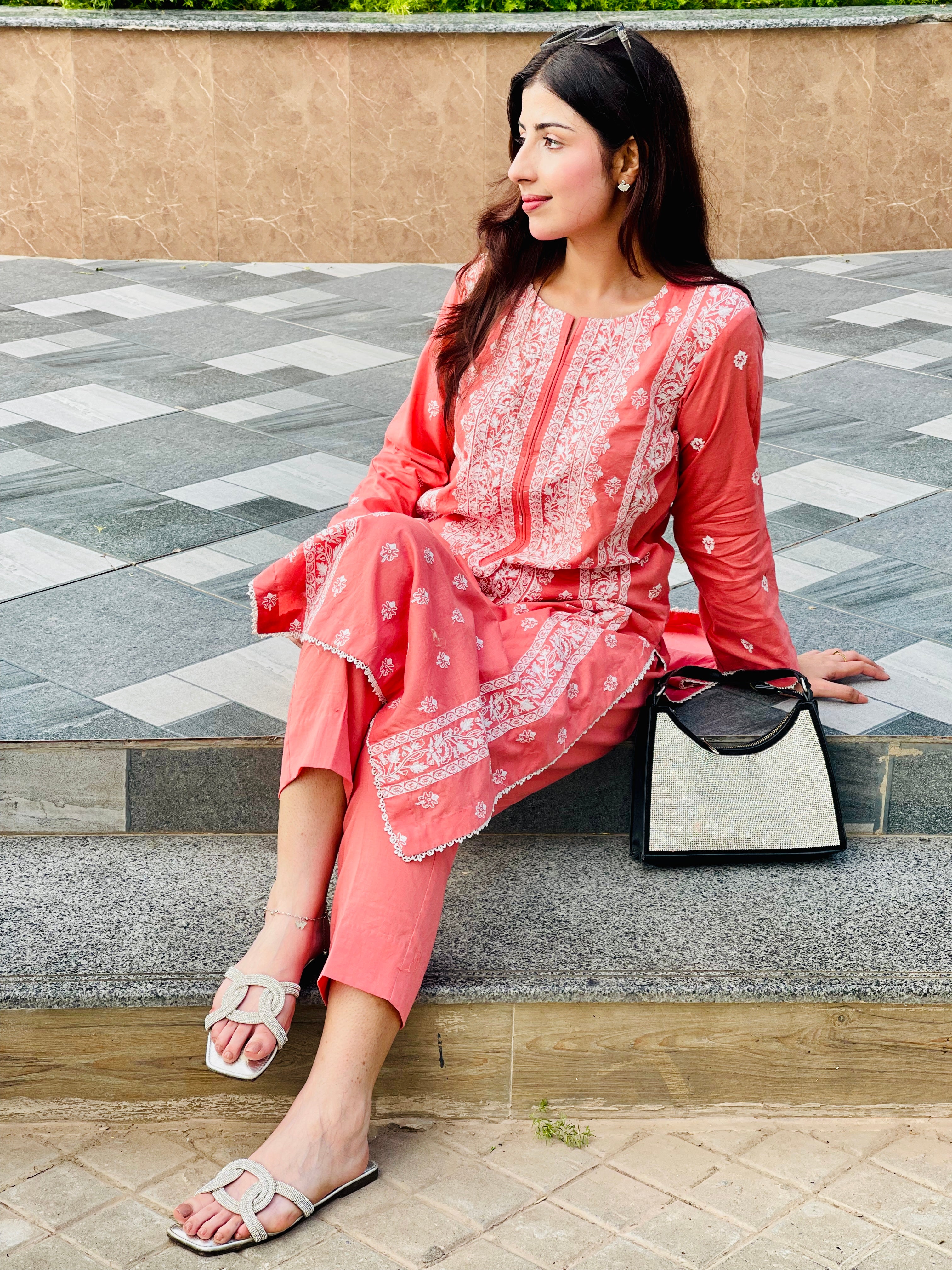 Elegant Cream Embroidered Suit two piece