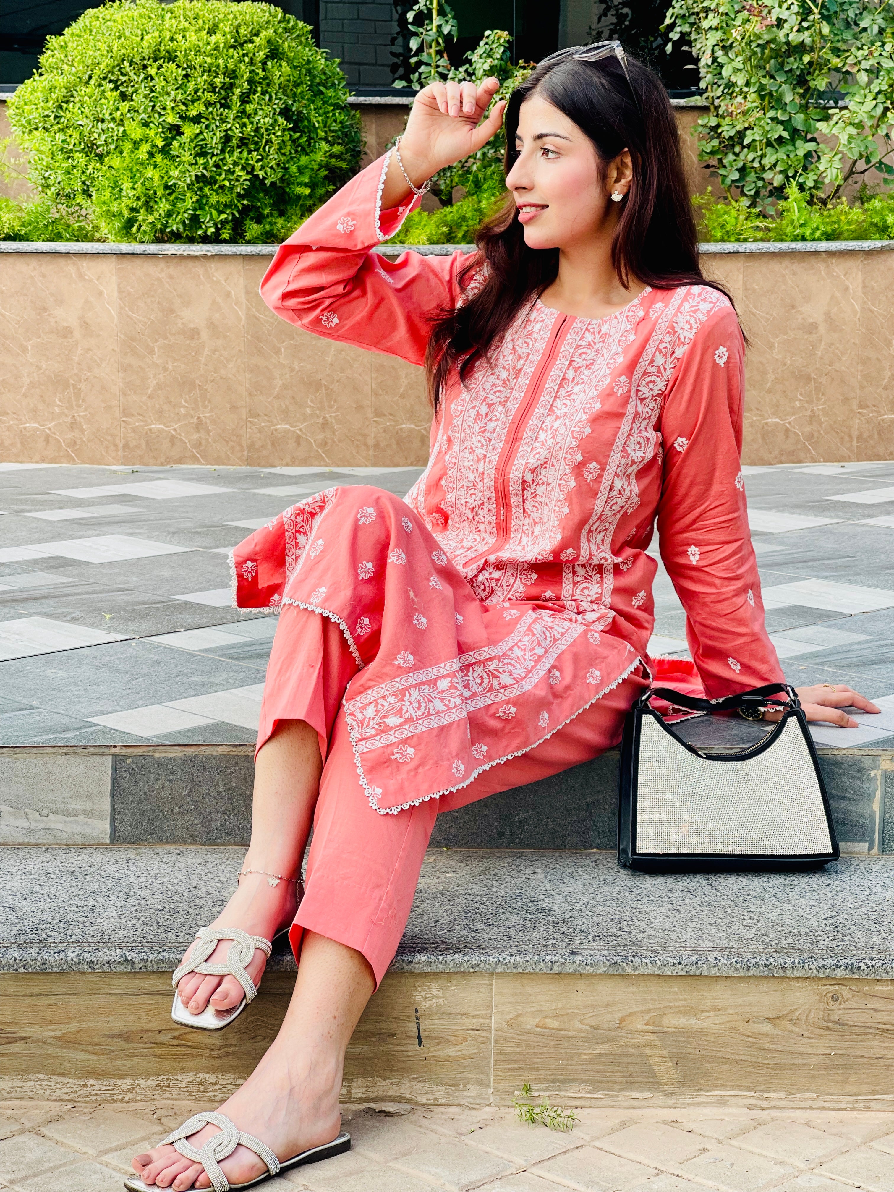 Elegant Cream Embroidered Suit two piece