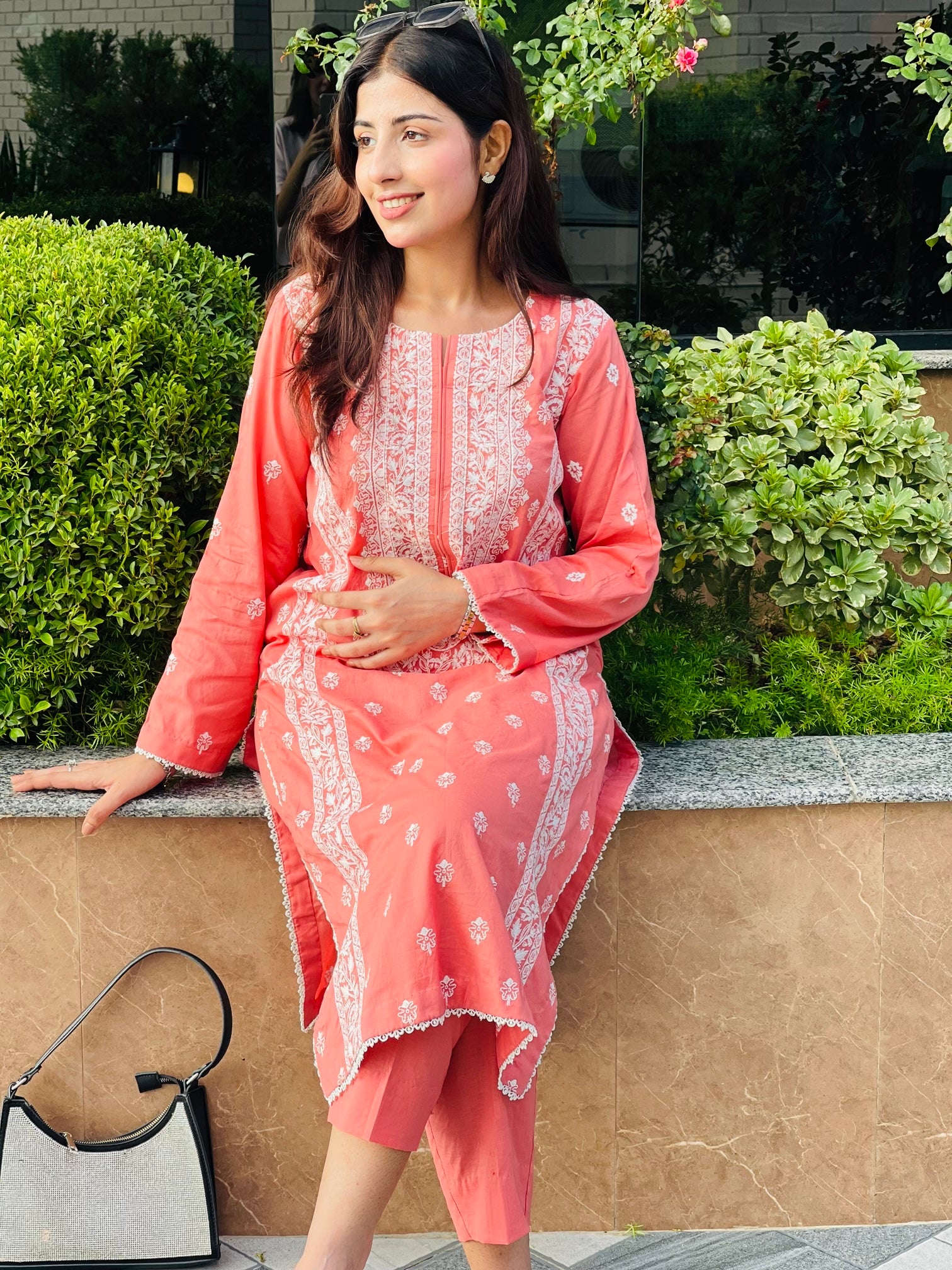 Elegant Cream Embroidered Suit two piece