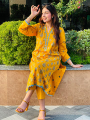 Pastel Green Printed Suit Two Piece