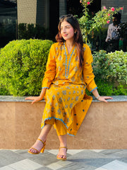 Pastel Green Printed Suit Two Piece