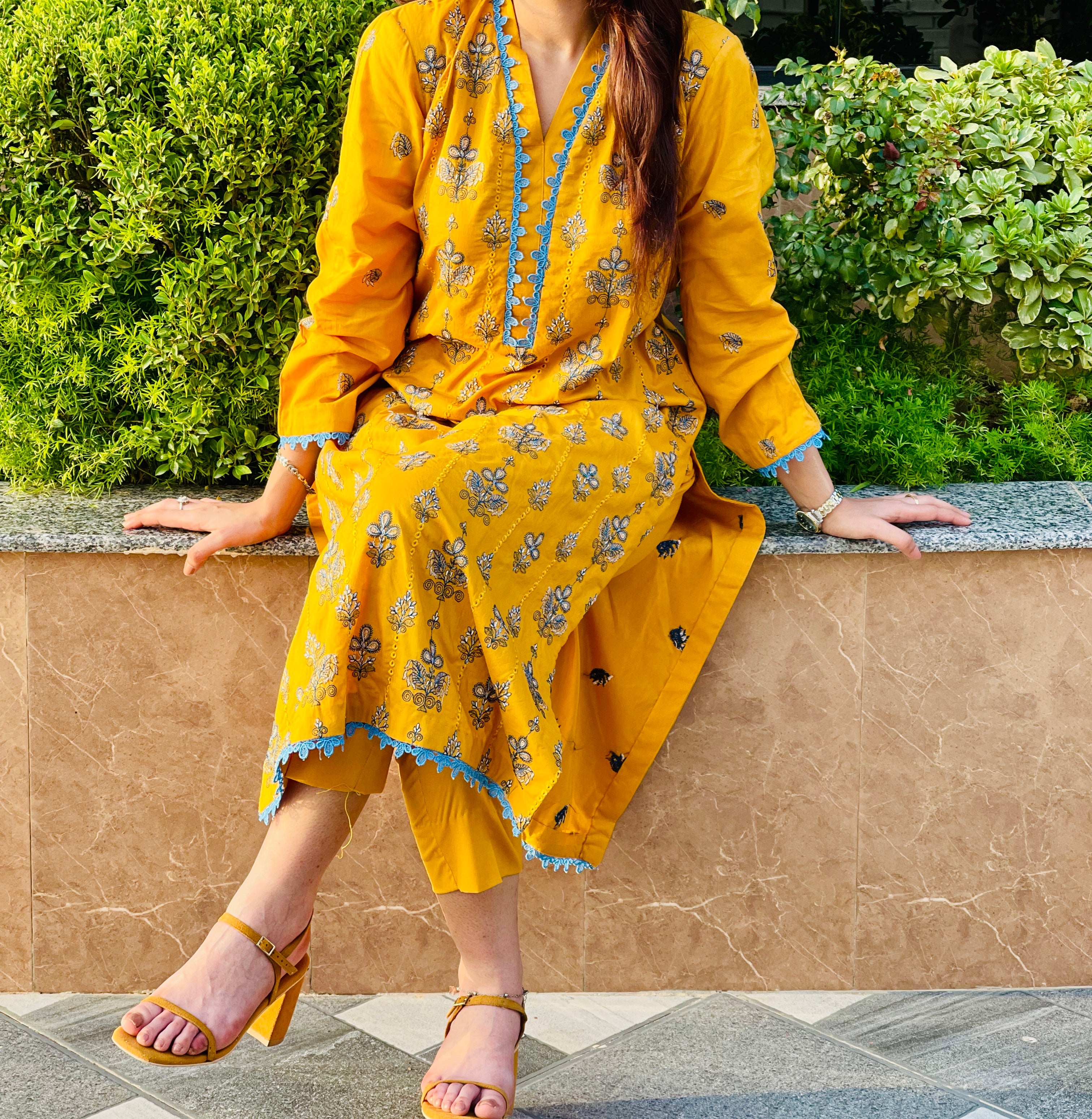 Pastel Green Printed Suit Two Piece