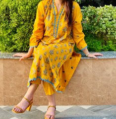 Pastel Green Printed Suit Two Piece
