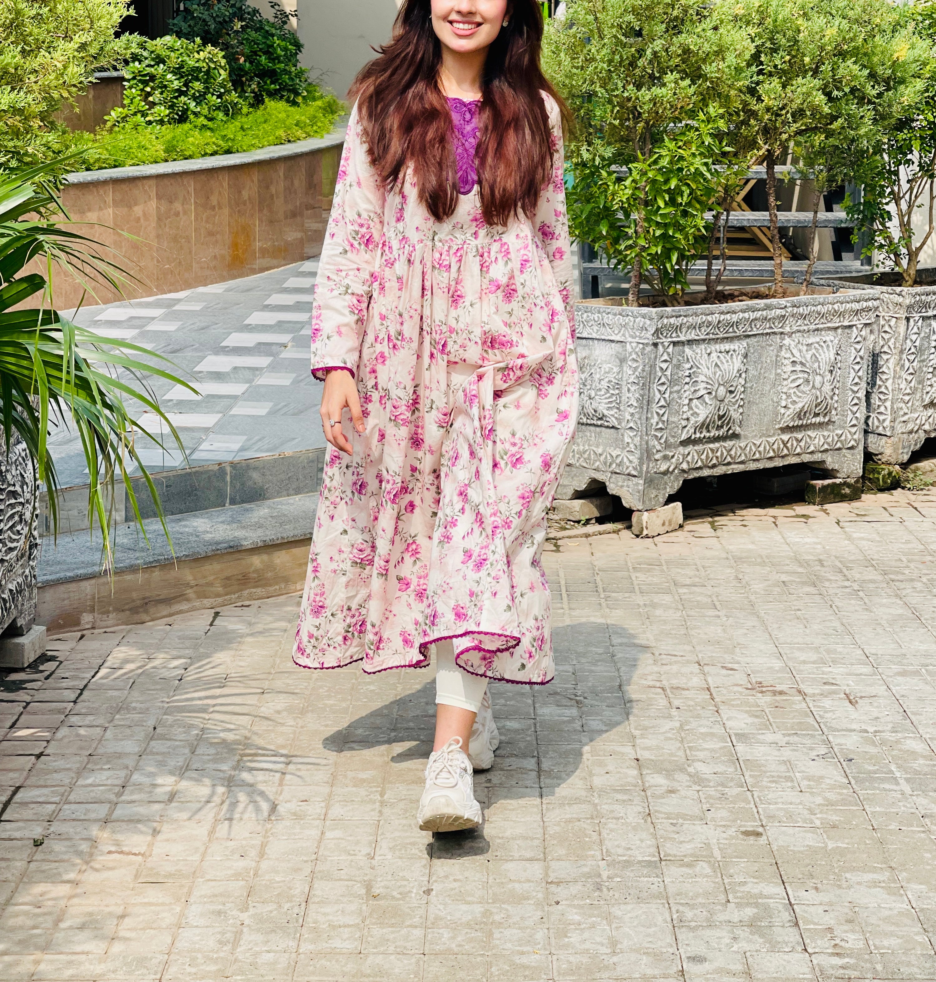 Soft Pink Printed Shirt One Piece