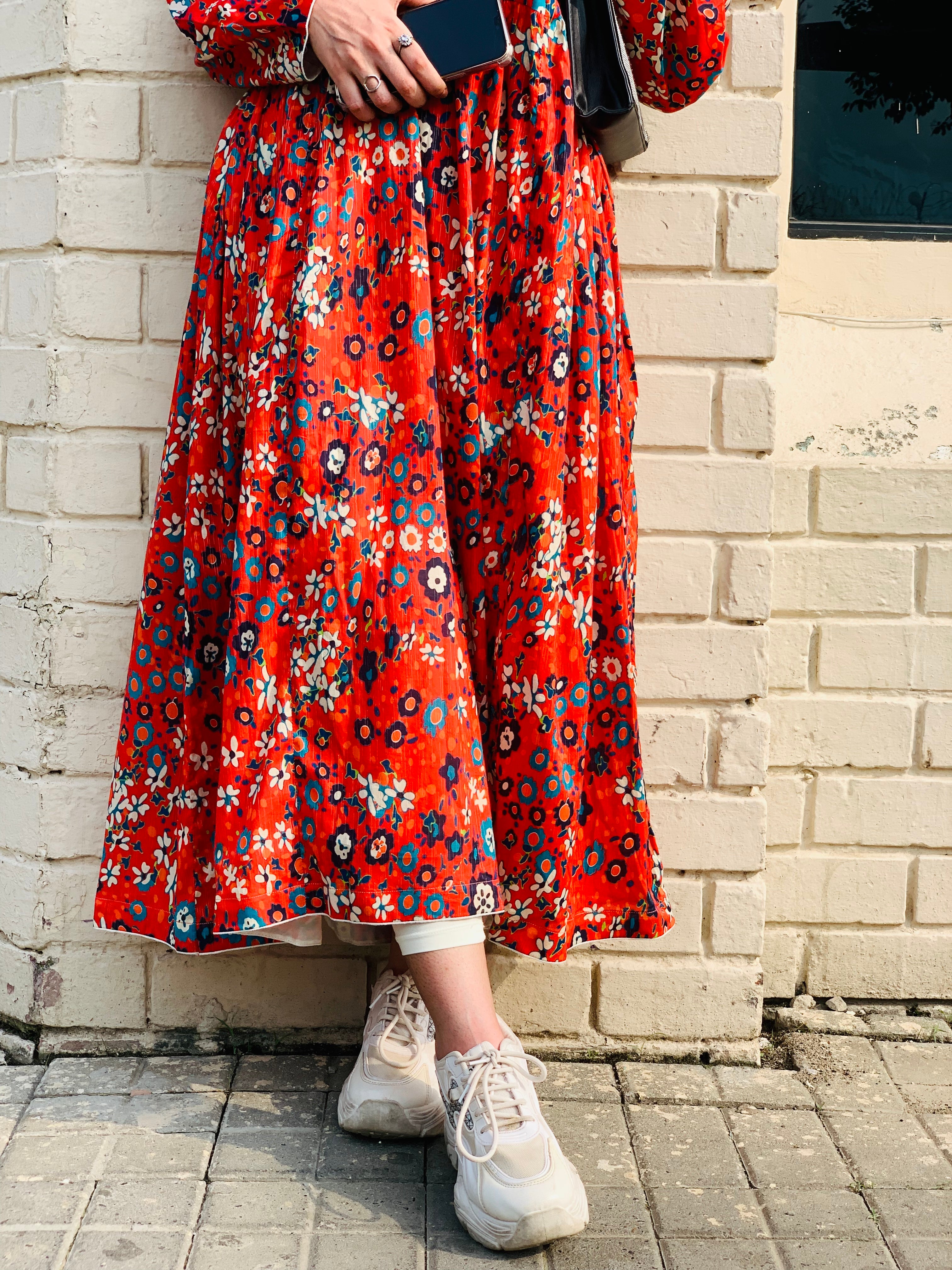 Red Floral Printed Maxi Dress One Piece