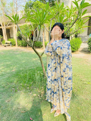 Blue Blossom Floral Embroidered Lawn Suit Three Piece