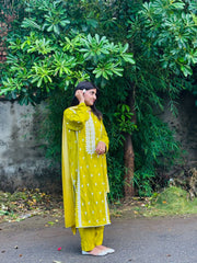 Olive Lace Delight Three Piece