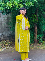 Olive Lace Delight Three Piece