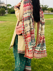 Ethnic Elegance Printed Suit Three Piece