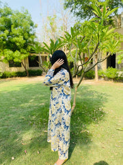 Blue Blossom Floral Embroidered Lawn Suit Three Piece